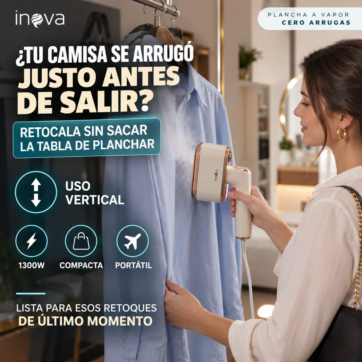 Plancha a Vapor Cero Arrugas - Inova