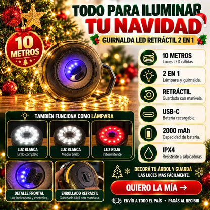 Luces LED Navidad Retráctil 2 en 1