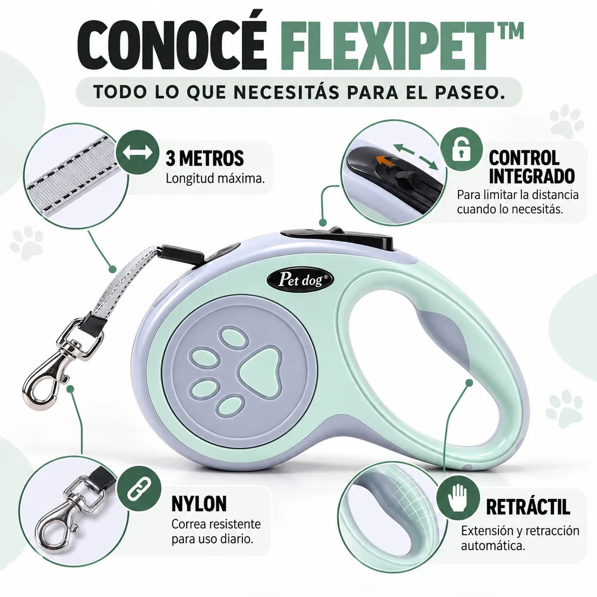 Correa retráctil para mascotas - FlexiPet™