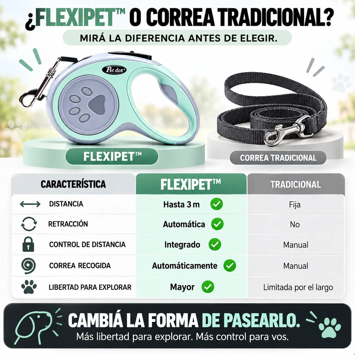Correa retráctil para mascotas - FlexiPet™