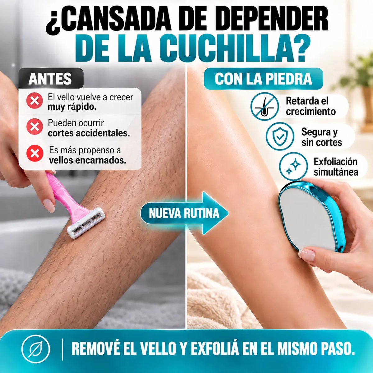 Piedra Depiladora de Cristal - Epilator 2x1