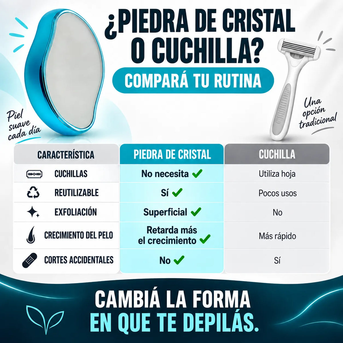 Piedra Depiladora de Cristal - Epilator 2x1