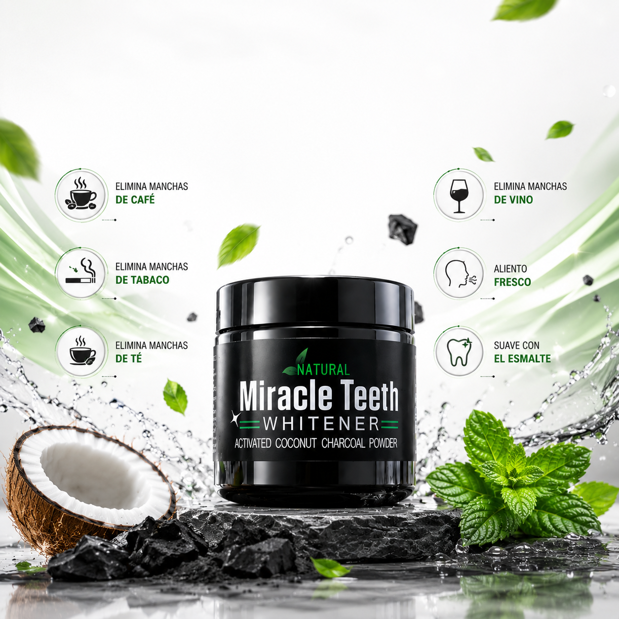 Polvo Blanqueador Dental Natural - Miracle Teeth