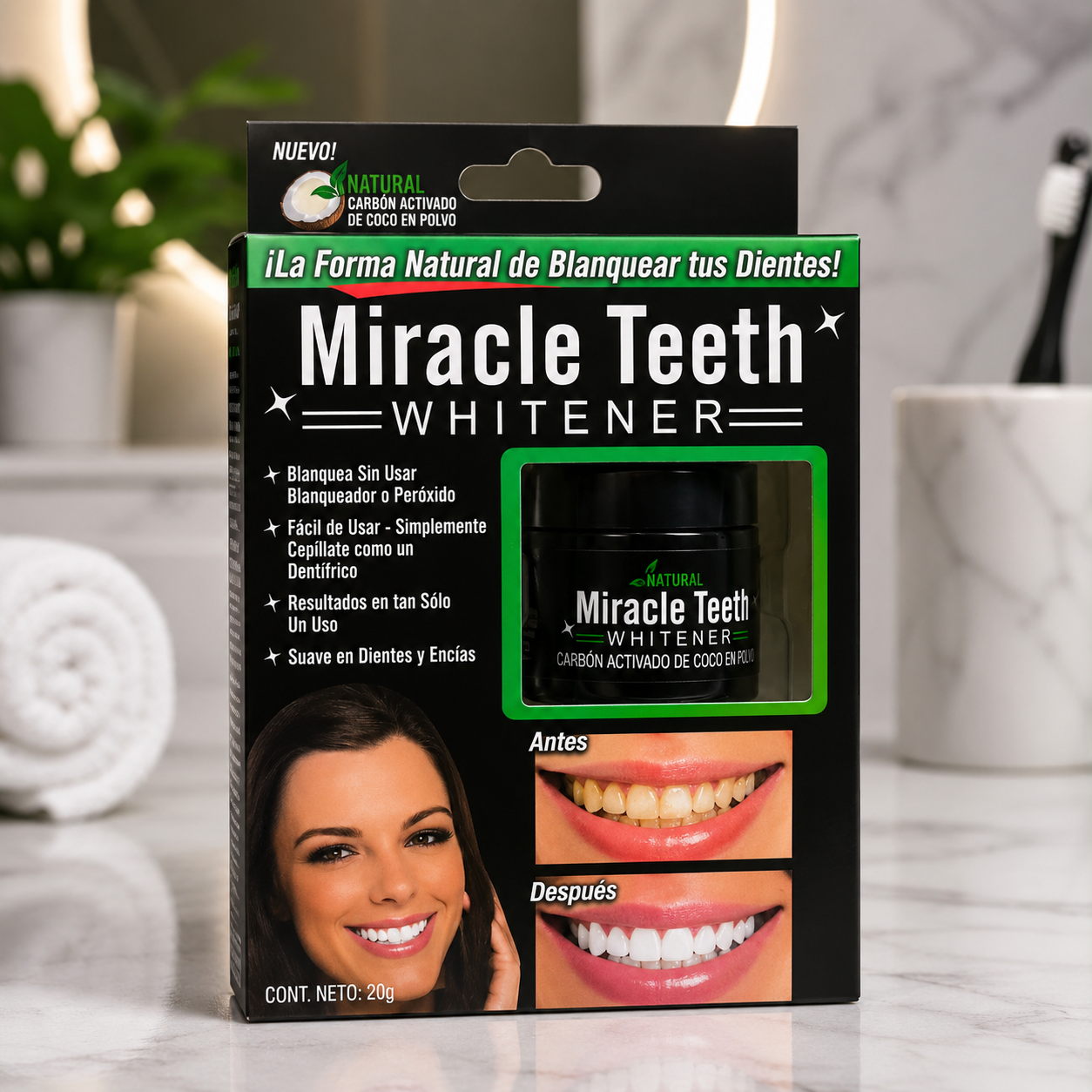 Polvo Blanqueador Dental Natural - Miracle Teeth