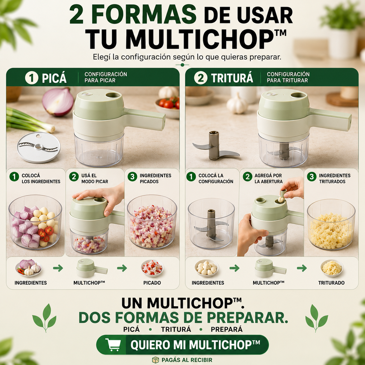 Picador de verduras 3 en 1 - Multichop