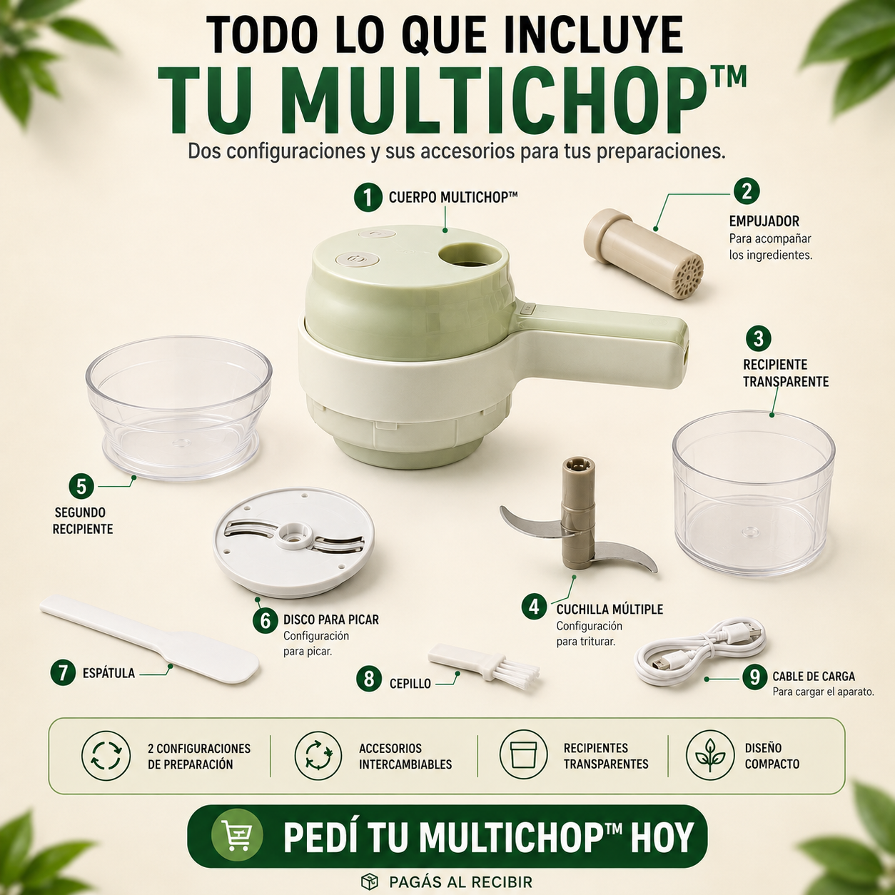 Picador de verduras 3 en 1 - Multichop