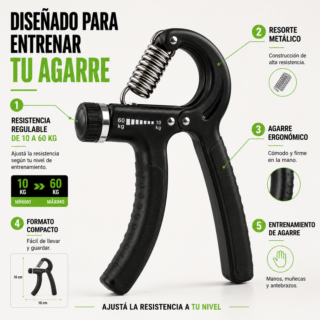 Ejercitador de manos y antebrazos - Hand Grip™