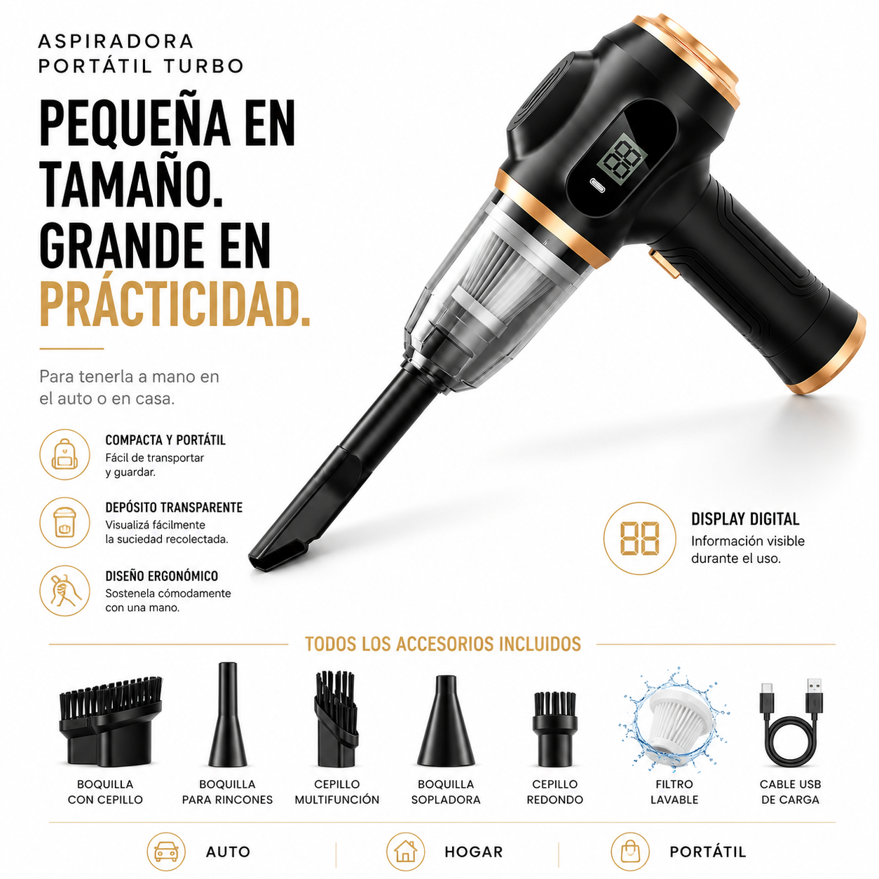 Aspiradora Portátil Turbo - Inova