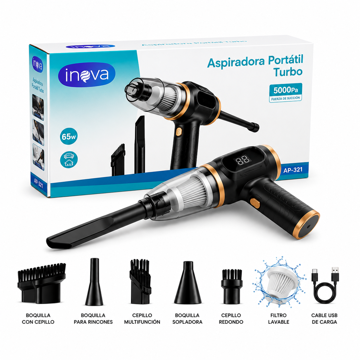 Aspiradora Portátil Turbo - Inova