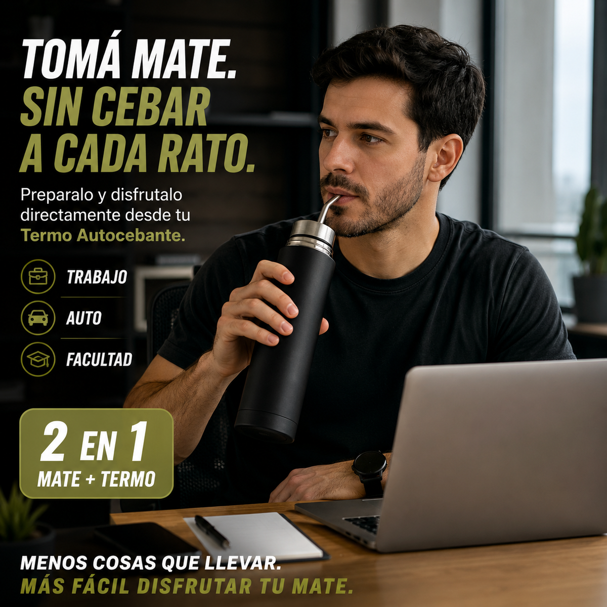 Termo Autocebante - 2 en 1
