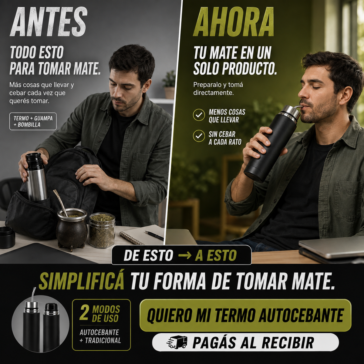 Termo Autocebante - 2 en 1
