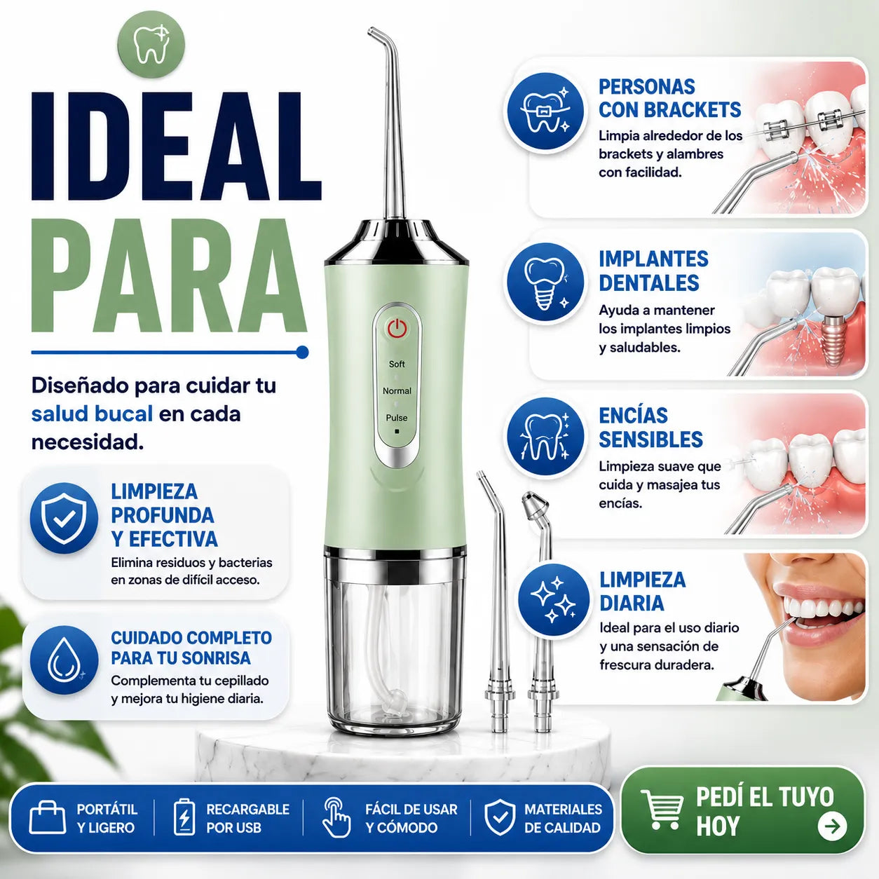 Irrigador bucal portátil