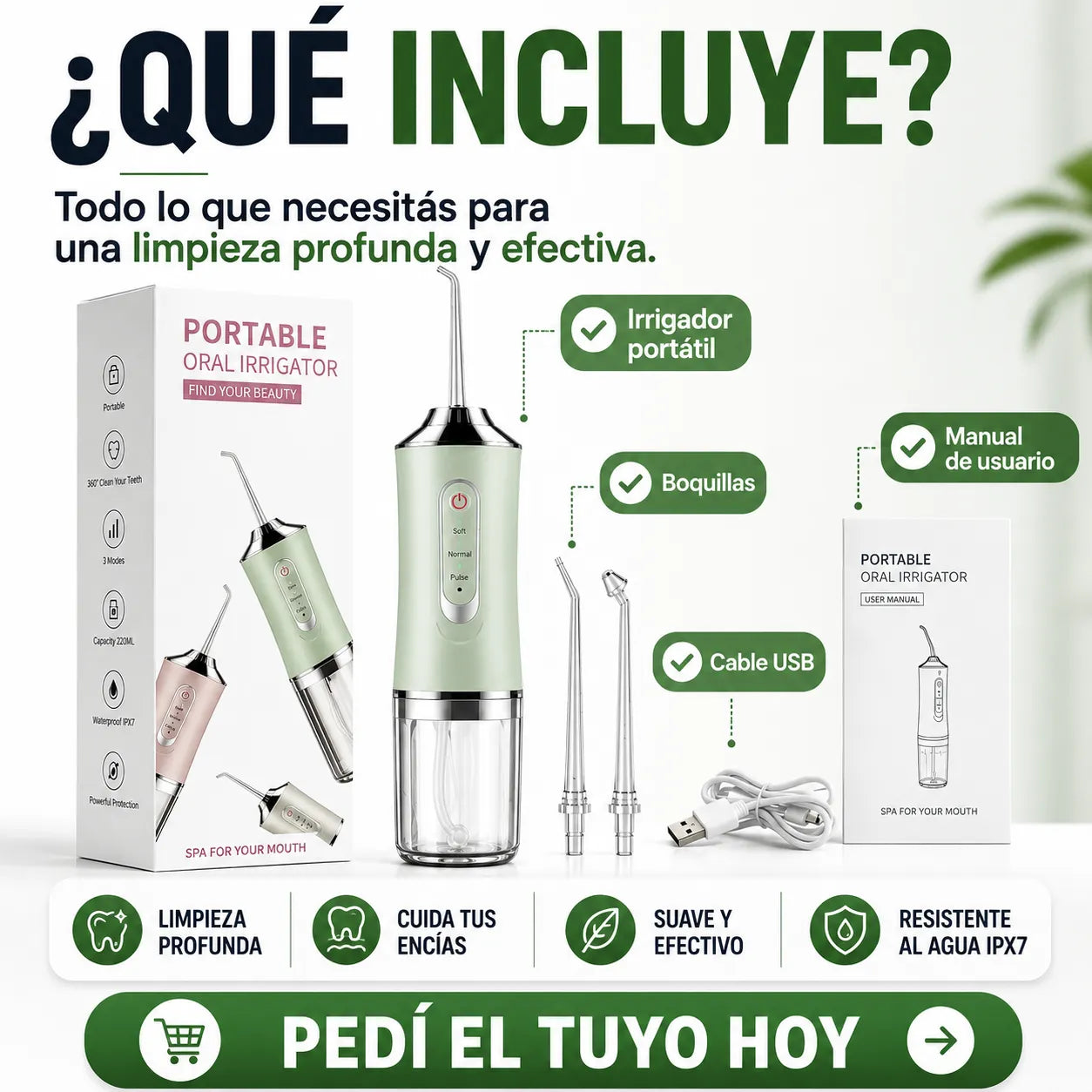 Irrigador bucal portátil