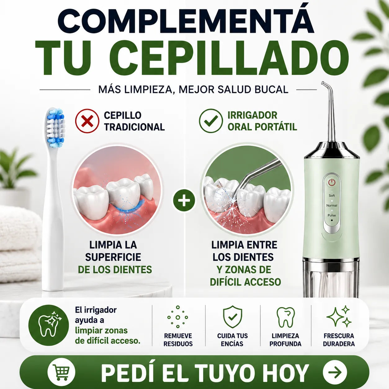 Irrigador bucal portátil