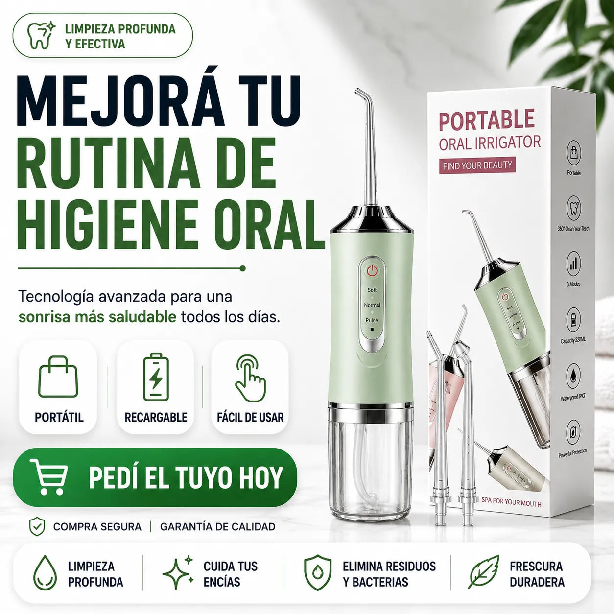 Irrigador bucal portátil