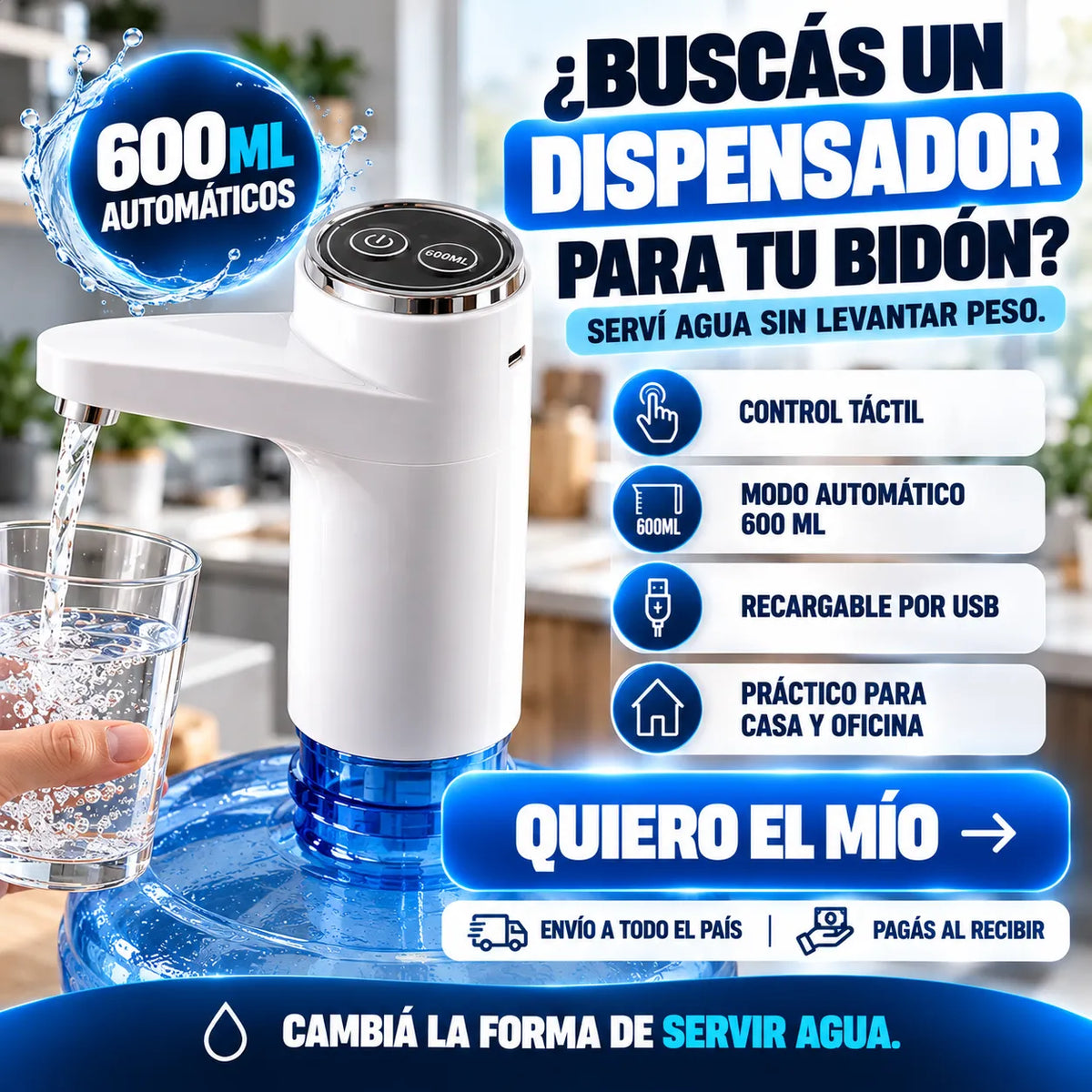Dispensador Eléctrico inteligente para Agua - Water Pump