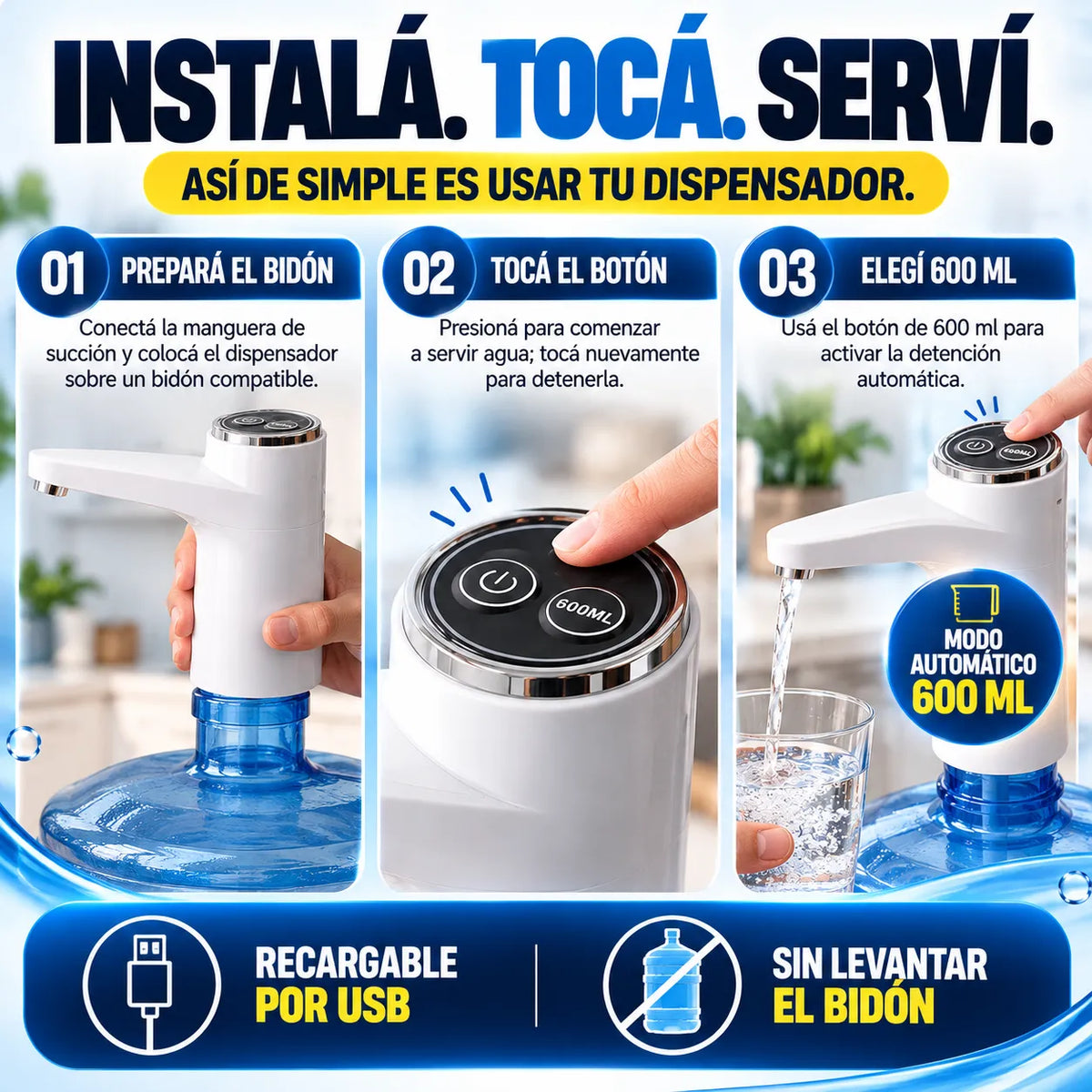 Dispensador Eléctrico inteligente para Agua - Water Pump